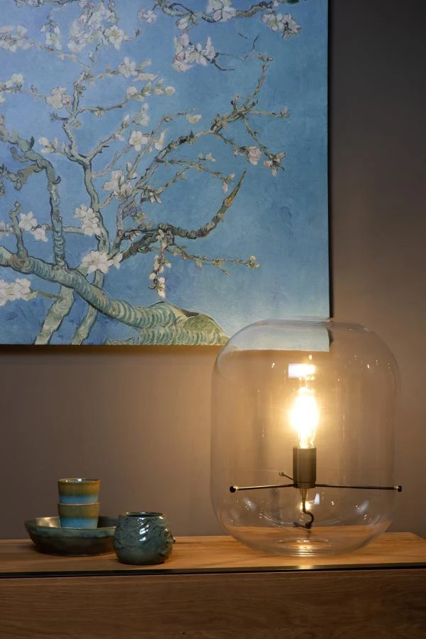 Lucide VITRO - Lampe de table - Ø 35 cm - 1xE27 - Transparent - ambiance 1